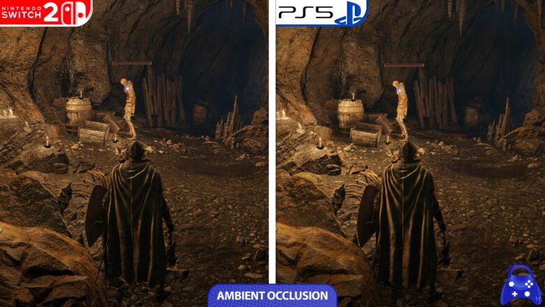 Switch2とPS5のアンビエントオクルージョン比較(洞窟)