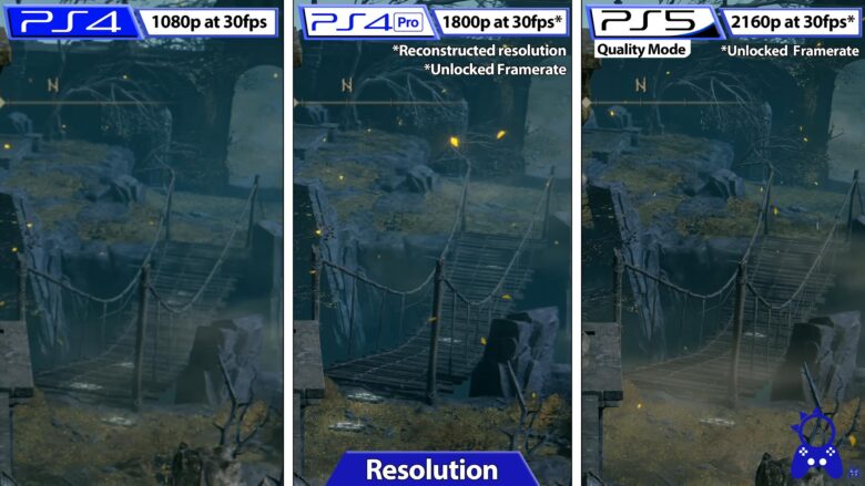 PS4・PS4Pro・PS5の解像度比較(吊り橋)