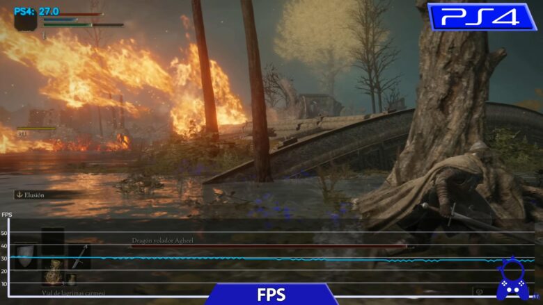 PS4版のフレームレート計測(ドラゴン戦・炎上シーン)